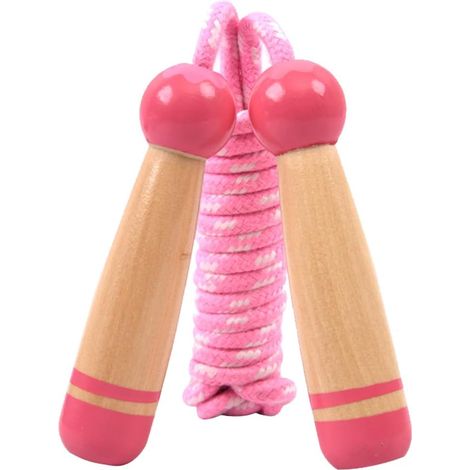 Corde à sauter avec poignée en bois pour enfants, idéale pour les exercices de fitness des étudiants, avec une corde en coton ajustable de 260 cm. (1/5)