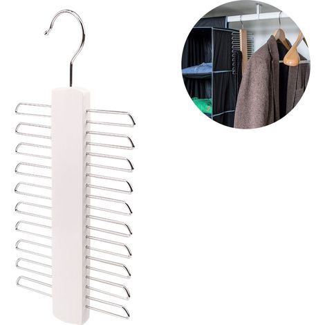 Porte-cravates et ceintures en bois, support rotatif en bois pour cravates, organisateur et rangement avec finition antidérapante - 20 crochets (1/4)