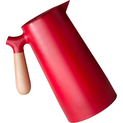 Vakuumisolierter Wasserkocher für Tee, Wasser und Kaffee, Glaseinsatz, mehrschichtig, für Zuhause und Camping, rot, 1 Liter (1/5)