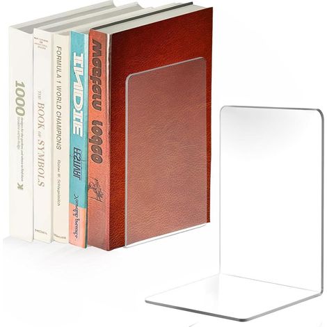Transparente Acryl Buchstützen L-Form für Regal, Büro, Schlafzimmer (1 Paar) (1/5)