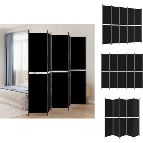 Raumteiler - Living 5-tlg. Paravent Schwarz 250x220 cm Stoff (1/5)