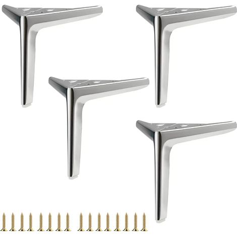 Patas de metal para muebles, patas para muebles de bricolaje, patas para sofás y sillas, juego de 4 unidades, color plata brillante, 15 cm. (1/5)