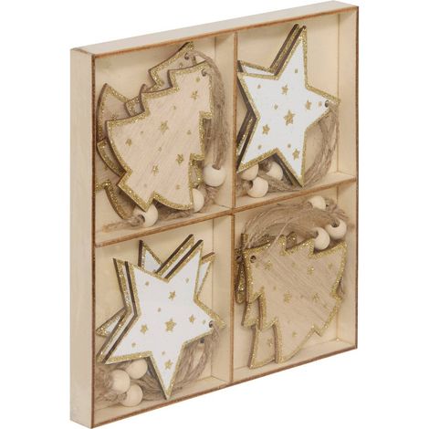 Set legno 12pz forma 4ass - Feeric lights & christmas