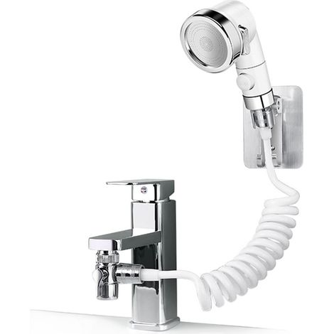 Rallonge de robinet de filtre anti-éclaboussures universelle, Adaptateur de robinet de lavabo de salle de bain ensemble de pommeau de douche robinet d'eau réglable inverseur Valve pulvérisateur évier (1/5)