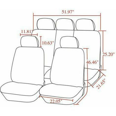 Housse de siège de voiture Housse de coussin décorative 5 places Noir Rouge-Crezuo