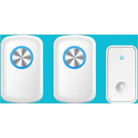 Sonnette sans fil, étanche jusqu'à 150 m, électronique, avec 2 récepteurs enfichables, 60 mélodies (5 volumes), lumière LED clignotante (1/5)