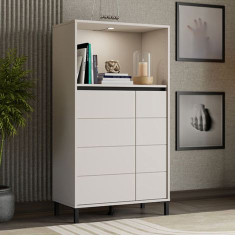 Credo Cosoleto, Sideboard mit 2 Böden, 3 Fächern, 2 Türen, 74x40x135h cm, Cremeweiß (1/5)