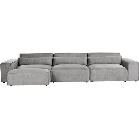 Modular Sofa 3 Seater HELLNAR Fabric Grey with Ottoman (1/5)
