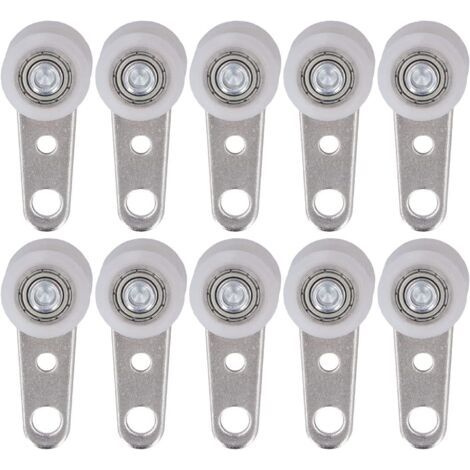 Lot de 10 roulettes pour baies vitrées ou portes coulissantes - en métal et en plastique - 4,5 x 1,9 cm (1/4)