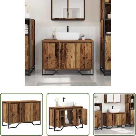 Meuble de salle de bain - Cabinet Sous Évier Autre avec porte Bois Ancien 91 x 35 x 60 cm (1/5)