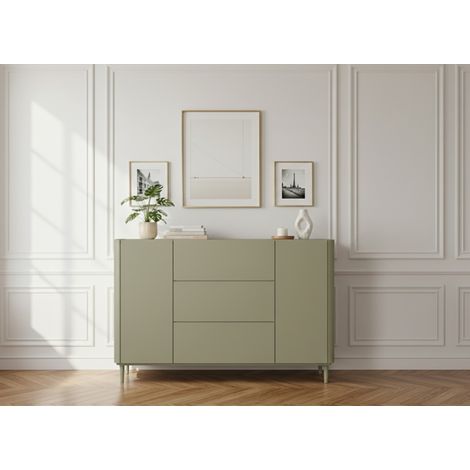 BOBOCHIC - Buffet 2 portes 3 tiroirs 150 cm ANYRA pieds en bois massif   Vert