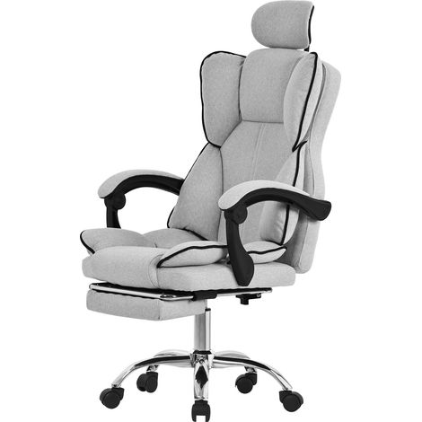 ML-Design Sedia da Ufficio Ergonomica Grigio Chiaro Poltrona da Scrivania Regolabile in Altezza con Schienale Alto Sedia Girevole con Poggiapiedi Cuscino e Poggiatesta Poltroncina per Computer