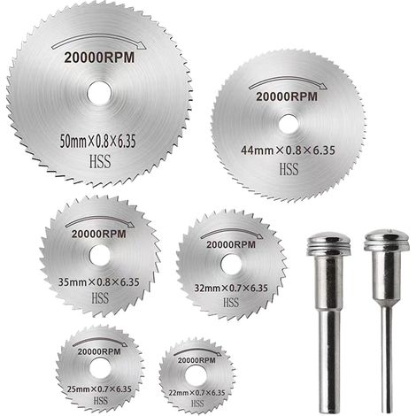 Mini Lames de Scie Circulaire, Jeu de Disque à Tronçonner 8 pièces Disques de Coupe HSS pour Couper le Bois Produits en Plastique Alliages D'aluminium Métaux Tendres (1/5)