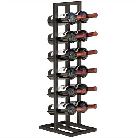 Casier à vin sur pied en métal noir design industriel – Capacité 12 bouteilles, compact pour cuisine ou bar (1/5)
