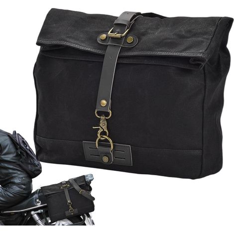Sacs Sella Moto - Sac de Voyage à vélo Organisateur arrière Tourism Scooter ATV, Cerata Canvas, 42x30 cm, Sac latéral résistant à l'eau, Universel (1/5)