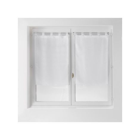 Douceur D'Intérieur – Paire de voilage 2 x 60 x 160 cm – Fils coupés Dandy – Couleur blanc – Lavable en machine pour fenêtres de cuisine