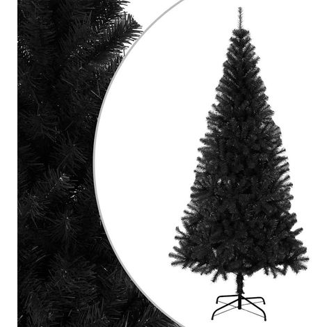 Sapin de Noël artificiel noir 180 cm en PVC avec support en acier et 564 pointes - PANGIVO (1/5)