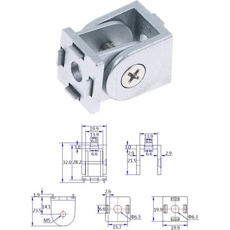 (A1) Pour profilés en aluminium séries 20/30/40, charnière en alliage de zinc, support de connexion à angle réglable industriel (1/5)