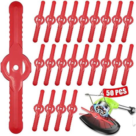 50 lames de coupe en plastique pour débroussailleuse, 135 mm, lames de rechange pour tondeuse sans fil, accessoires pour jardin, verger, bois ou pâturage. (1/4)