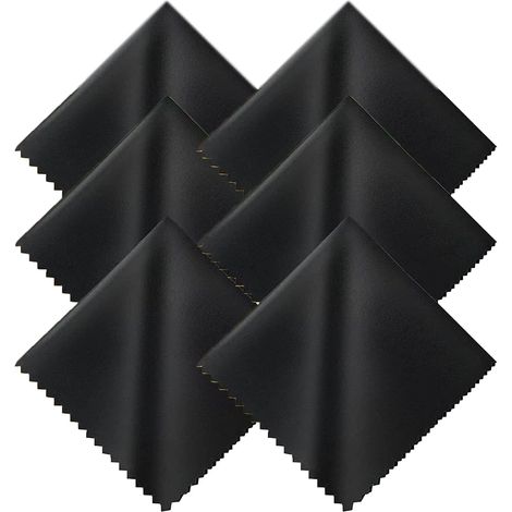 Paño de limpieza de gafas, 6 piezas, negro, 15 x 18 cm, paño de limpieza de pantalla de microfibra, paño de limpieza de pantalla de gafas (1/5)