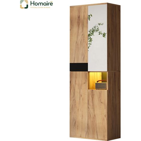 Flur- Garderobenschrank schwarz aus Polyester 65 x 35 x 190 cm HOMAIRE (1/5)