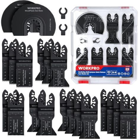 23Pcs Lames de Scie Oscillantes, Coffret des Accessoires d'Outil Multifonction Oscillant, Lame de Scie Universelle pour Dremel, Bosch, , Dewalt, etc (1/5)