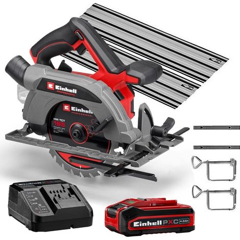 Einhell Professional 18v 165mm Brushless Circular Saw TP-CS 18/165 4ah 2 x Rails (1/5)