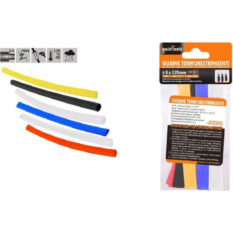 Kaela - Set 10 Pz Guaine Termorestringenti Termoretrattili Colorate 8x120 Mm Cavi 57094 - (1/2)