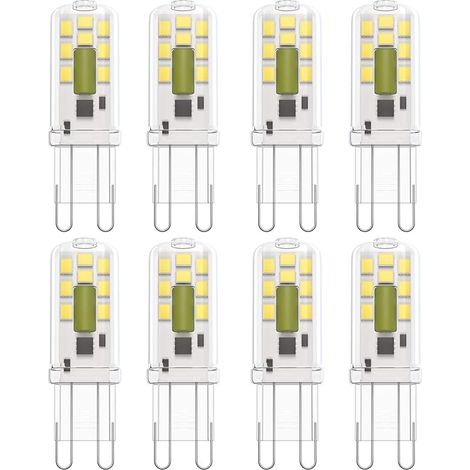Ampoule LED G9, Bombubilla G9 LED 220V Blanc froid 6000K 3W Equivalent à Halogène 30W Halogène Lumière 8-Pack (1/5)