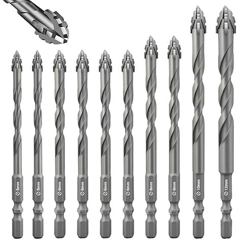 Flintronic Foret Carrelage, 7pièces Forets pour Carrelage, Mèche à Carrelages,Forets Professionnels en Croix Carbure de Tungstène, Meche Carrelages Hexagonal pour Verre,Métal,Briquep,Plastique,Bois (1/5)