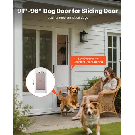 Chatière pour Chien et Chat pour Porte Coulissante en Verre, Porte pour Animaux de Compagnie Hauteur Réglable 2311-2439 mm, Trappe… (1/5)