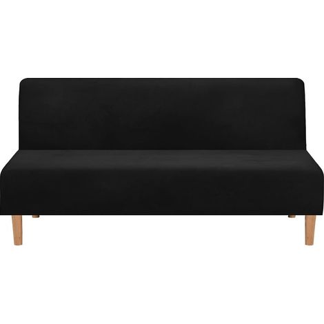 Sofabezüge, Bezug für wandelbare Sofas ohne Armlehnen, aus dickem, weichem, komfortablem Stretch-Samt, für Schlafsofas, Klappsofas (dicker schwarzer Samt) (1/5)