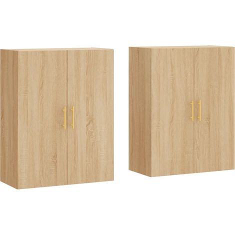 Set di 2 armadietti da parete spazio di archiviazione design contemporaneo 69,5 x 34 x 90 cm in legno multistrato rovere sonoma 020055354
