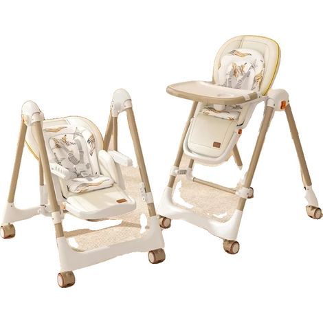 Chaise de repas portable pour bébé, hauteur réglable, design multifonctionnel, 2en1 Blanc (1/2)