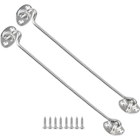 Crochet tempête en acier inoxydable - Crochet de cabine et verrou à œillets - Verrou de placard, serrure à crochet de porte de grange, crochet de porte et à œillets - Argenté - 10,2 cm - 1
