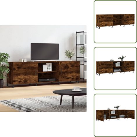Mobile in Legno Multistrato - vidaXL Mobile Porta TV Rovere Fumo 150x30x50 cm in Legno Multistrato - Mobile TV Rovere Fumo