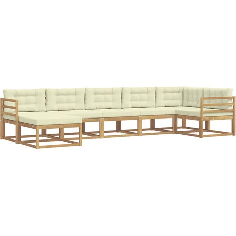 Outdoor Sofa Set with Cushion 7 pcs White and Cream vidaXL (1/5)