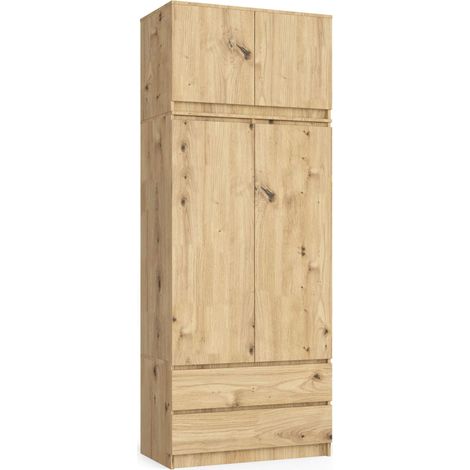 Armadio S90 con sopralzo Artisan Quercia 90 cm 2 ante 2 cassetti 90x51x234 cm (1/5)