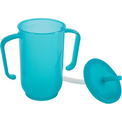 Gobelet d'apprentissage pour adultes, gobelet anti-fuites avec paille pour personnes âgées, adapté aux personnes handicapées et aux femmes enceintes, avec couvercle amovible et 2 poignées. (1/5)