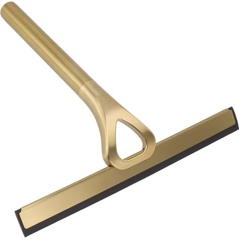 Shower Squeegee, 22.5 x 22 cm Gold Stainless Steel Squeegee Glass Scraper with Hook for Bathroom Shower Glass Door Mirror Window (1/5)