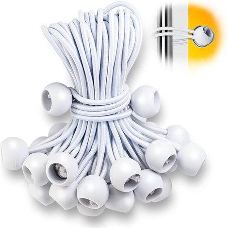 50 pezzi, corde elastiche a sfera, palline elastiche per teloni, corde di fissaggio robuste per teloni, campeggio, ripari, trasporto, schermi di proiezione 2 (1/5)