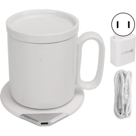 Chauffe-tasse électrique sans fil 350ml avec chargeur téléphone étanche et sécurité maximale, prise US 100-220V (1/5)