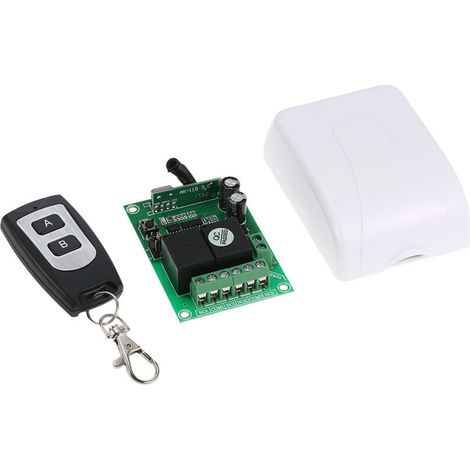 Contrôleur de moteur DC 12V DC, Commutateur de télécommande sans fil RF 433Mhz Récepteur de relais avec 4 émetteurs, pour la rotation avant et arrière des moteurs, porte de porte, volet roulant (1/3)