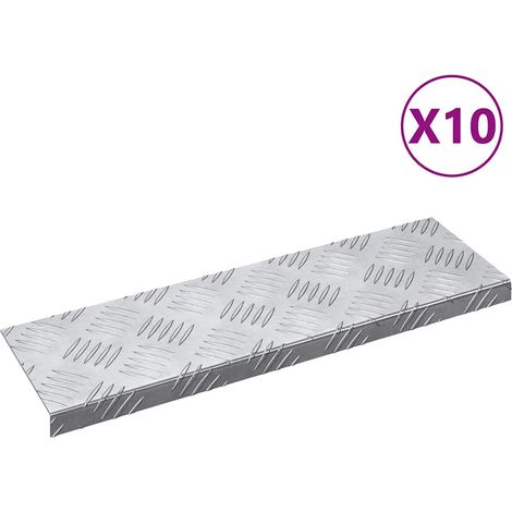 Nez de marche 10 pcs Argenté 60 x 18 x 2,5 cm Aluminium (1/4)