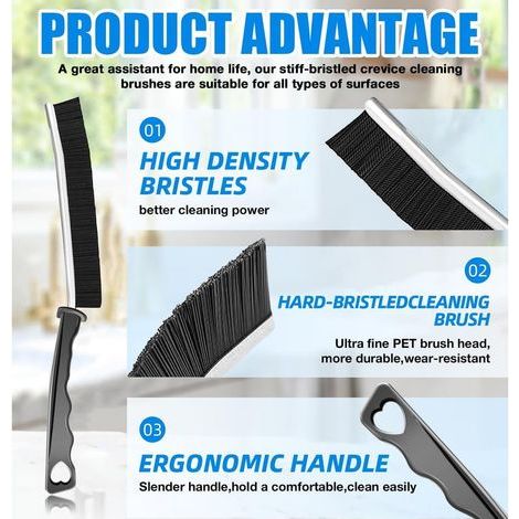 Brosse de Nettoyage des Interstices,4 Pcs Brosse Nettoyage Salle de Bain Brosse Joint Carrelage Brosse de Nettoyage Rainure Fenetre Bristled Crevice Cleaning Brush pour Porte,Fenêtre,Rail de C (1/4)