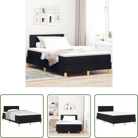 vidaXL Schlafzimmer -  Boxspringbett mit Matratze Schwarz 120 x 200 cm Stoff