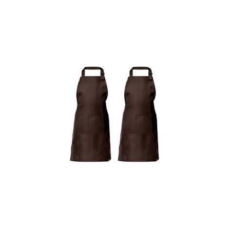Zweiteilige Küchenschürze für Damen und Herren, Haushaltsschürze mit Werkzeughalter und 2 Grilltaschen, kaffeefarben (1/5)