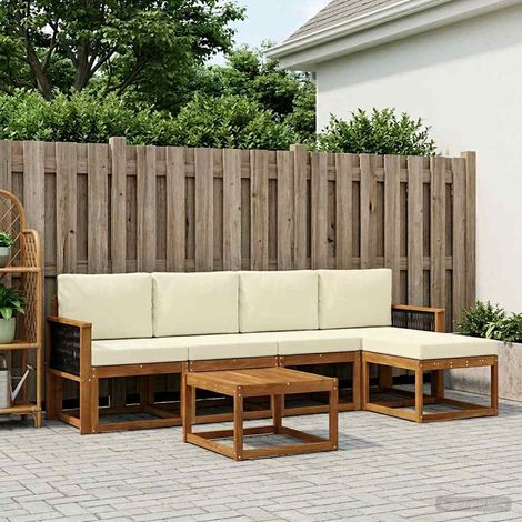 vidaXL Outdoor-Sofagarnitur 6 pcs Natur und Creme Polyester (1/5)