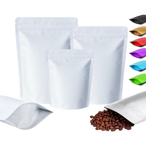 100 Sachets , Fermeture Zip, Aluminium, Fond Plat, Stockage Alimentaire (1/5)