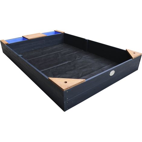 AXI – Bac à sable en bois avec banc et bacs amovibles – Dimensions 180 x 115 cm – En anthracite et brun – Pour enfants à partir de 2 ans - EAU 180 X